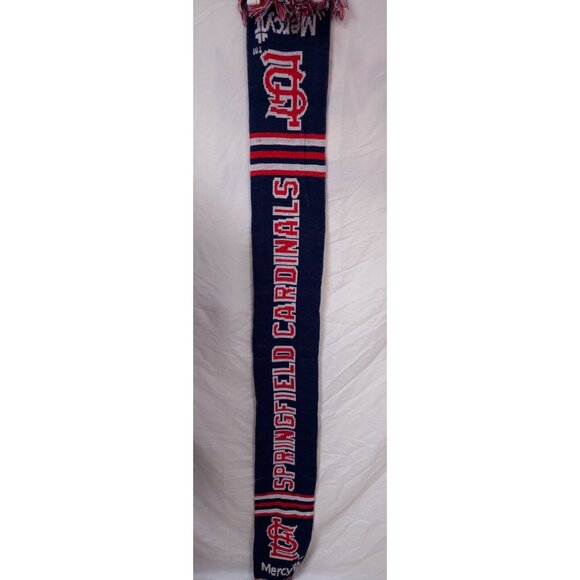 St Louis Springfield Cardinals Red Blue Knitted Fringe Winter Scarf Baseball MLB - Picture 4 of 6